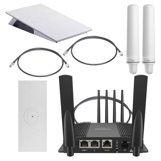 Starlink High Performance Kit Gen 3 No Router - With - Peplink Max Br1 Pro 5G Bundle - Max Speeds 450Mbps - Starlink Flat High Performance Kit x 1,  Peplink Max Br1 Pro 5G x 1