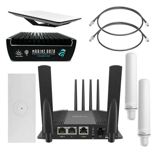 Starlink Flat High Performance Kit Gen 2 Video Conference Bundle - Max Speeds 100 - 400Mbps - Starlink Flat High Performance Kit x 1, Peplink Max Br1 Pro 5G x 1, MDS Blender x1