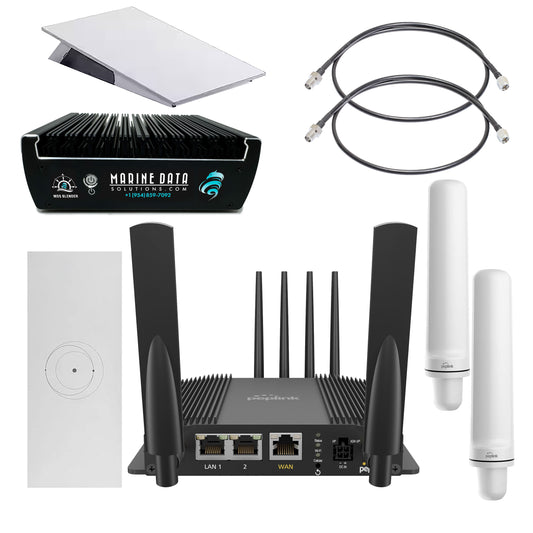 Starlink Flat High Performance Kit Gen 3 Video Conference Bundle - Max Speeds 600 - 1Gbps - Starlink High Performance Kit Gen 3 x 1, Peplink Max Br1 Pro 5G x 1, MDS Blender x1