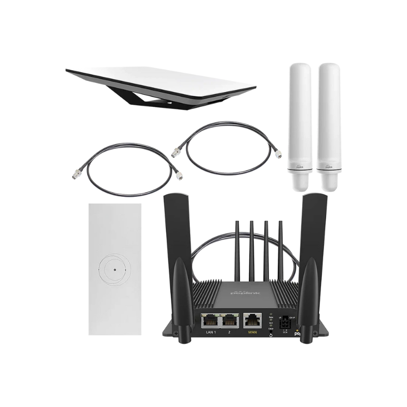 Starlink High Performance Kit Gen 2 - OR - Peplink Max Br1 Pro 5G Bundle - Max Speeds 200Mbps - Starlink Flat High Performance Kit x 1,  Peplink Max Br1 Pro 5G x 1